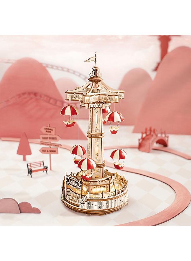Bluejw If The Guest Star Is Willing To Parachute Amusement Park Model Three-dimensional Puzzle Wooden Hand Assembled Diy Wooden Girl Gift - Image 5