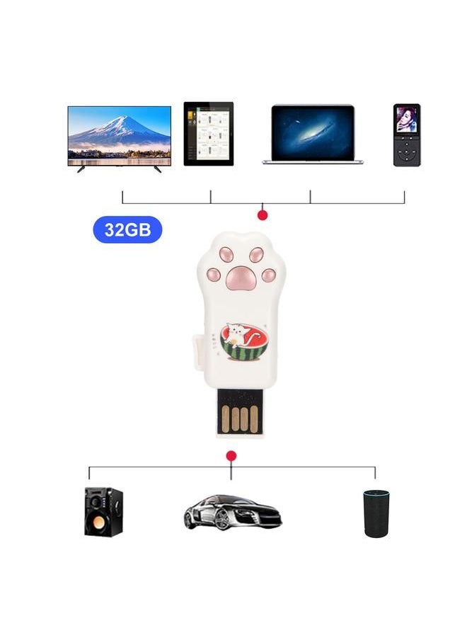 Arabest - Flash Drive Rose Gold Watermelon Pattern Cat Paw Shape USB2.0 Flash For InFormation Storage Data Transmission PC CarRose Gold Watermelon Pattern Cat Claw Shape 32GB - Image 1
