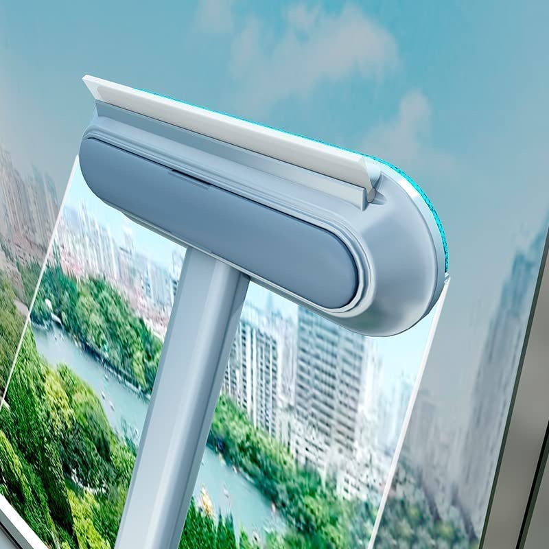 Epsilon Epsilon Window Screen Cleaning Brush Window Cleaner Brush and Squeegee Mini Window Mesh Screen Cleaner Professional Window Squeegee Cleaning Tool Household Small Window Brush with Handle Blue - Image 4