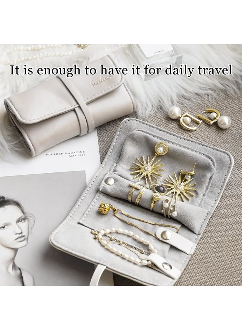 Barakah Travel Jewelry Organizer Case, Leather Jewelry case, Collapsible Jewelry Roll, Leather Jewelry Storage Bags for Women, Portable Travel Jewelry Storage Bag for Necklaces, Earrings, Rings, Bracelets - Image 3