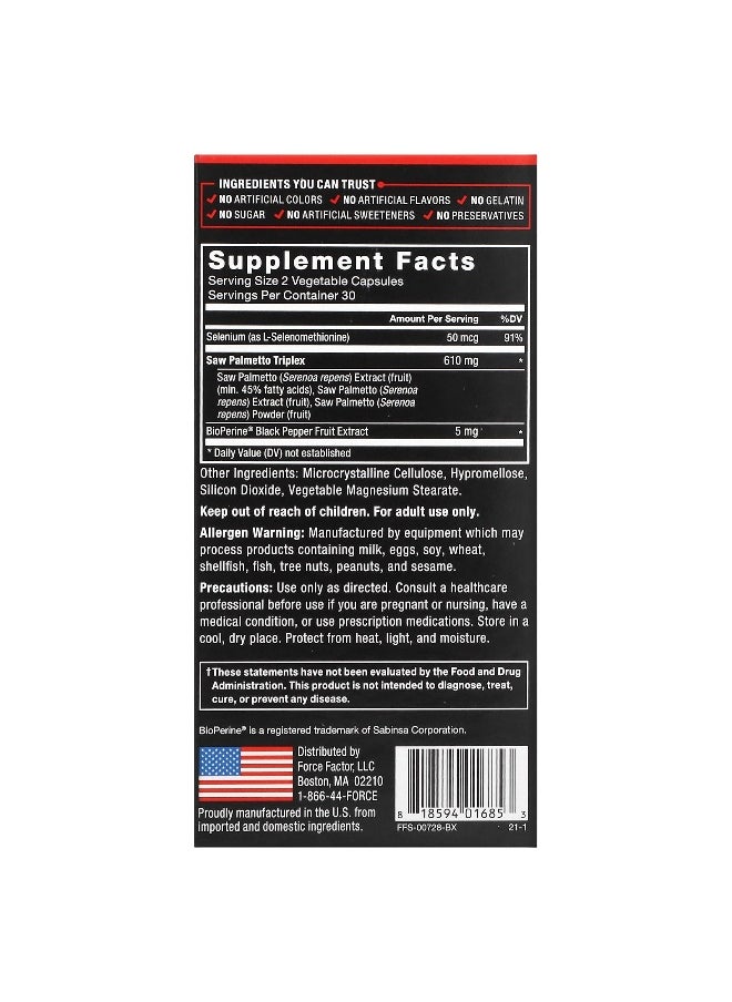 Force Factor Force Factor, Fundamentals, Saw Palmetto, 60 Capsules  - Image 2