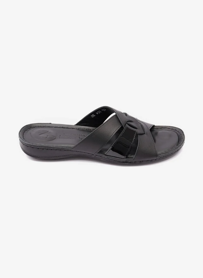 Comfort Plus SOFT NAPPA FLAT COMFORT PLUS LADIES SANDALS BLACK