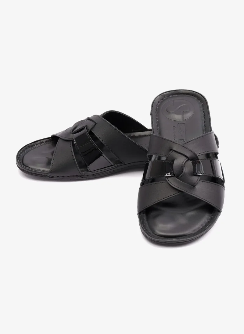 Comfort Plus SOFT NAPPA FLAT COMFORT PLUS LADIES SANDALS BLACK