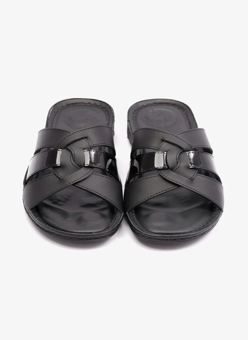 Comfort Plus SOFT NAPPA FLAT COMFORT PLUS LADIES SANDALS BLACK