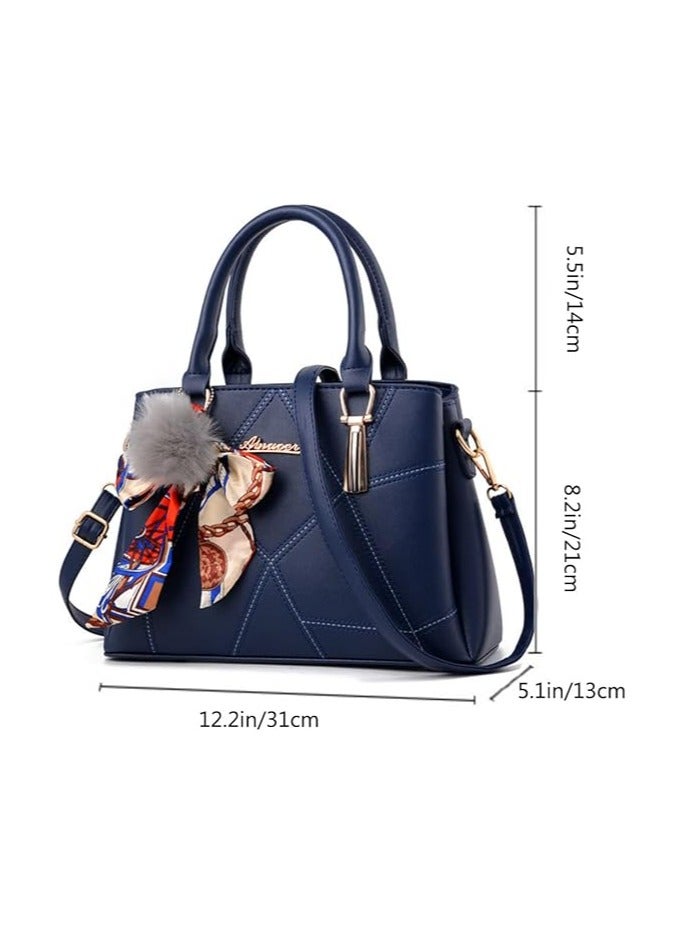 Goolsky Goolsky Top-handle Handbags Purse Soft PU Leather Crossbody Shoulder Bag Satchel with Bowknot Plush Ball Pendant  - Image 3