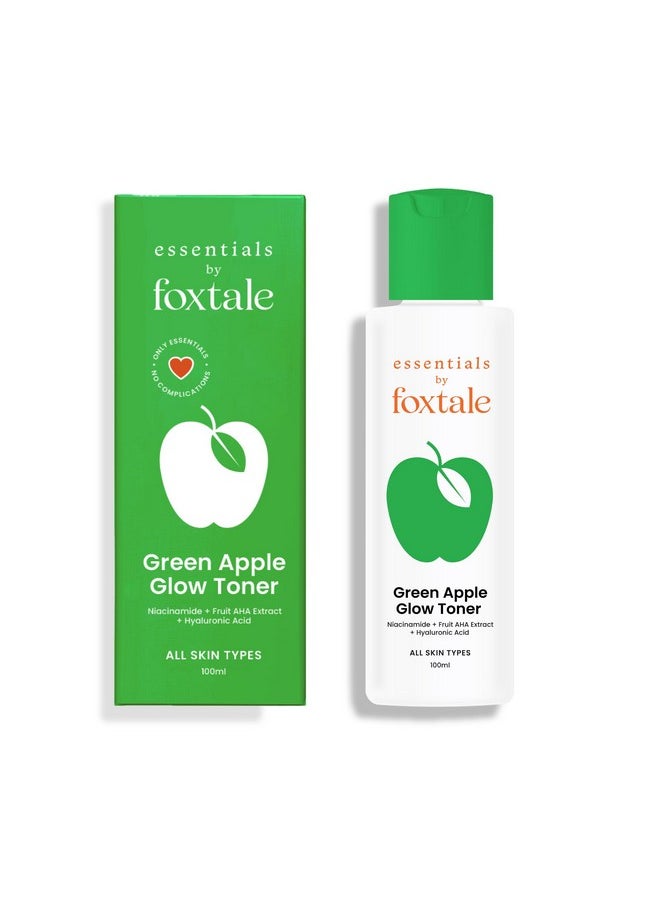 foxtale - Essentials Daily Green Apple Glow Toner With Niacinamide Fruit Aha Extract And Hyaluronic Acid Clinically Proven Brightening Ingredients All Skin Types Men & Women 100Ml - Image 1