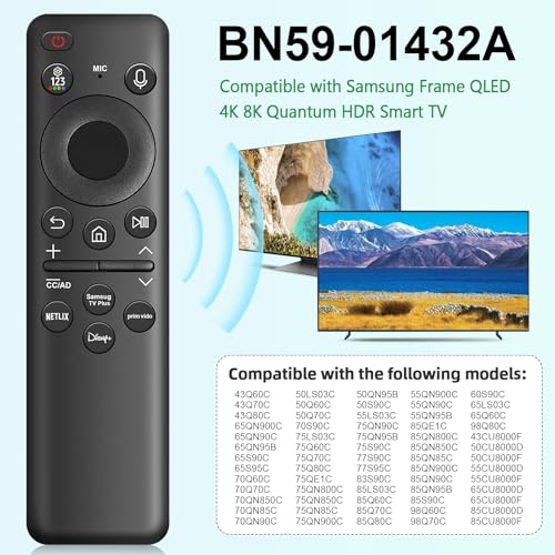 Seayoo BN59-01432A Solar Voice Remote Replacement for Samsung TV Remote with Bluetooth Rechargeable Solar Cell, Compatible with Samsung Neo QLED S90D Smart 8K HDR Ultra HD TVs, VG-TM2360E 2023 Model, Black - Image 2