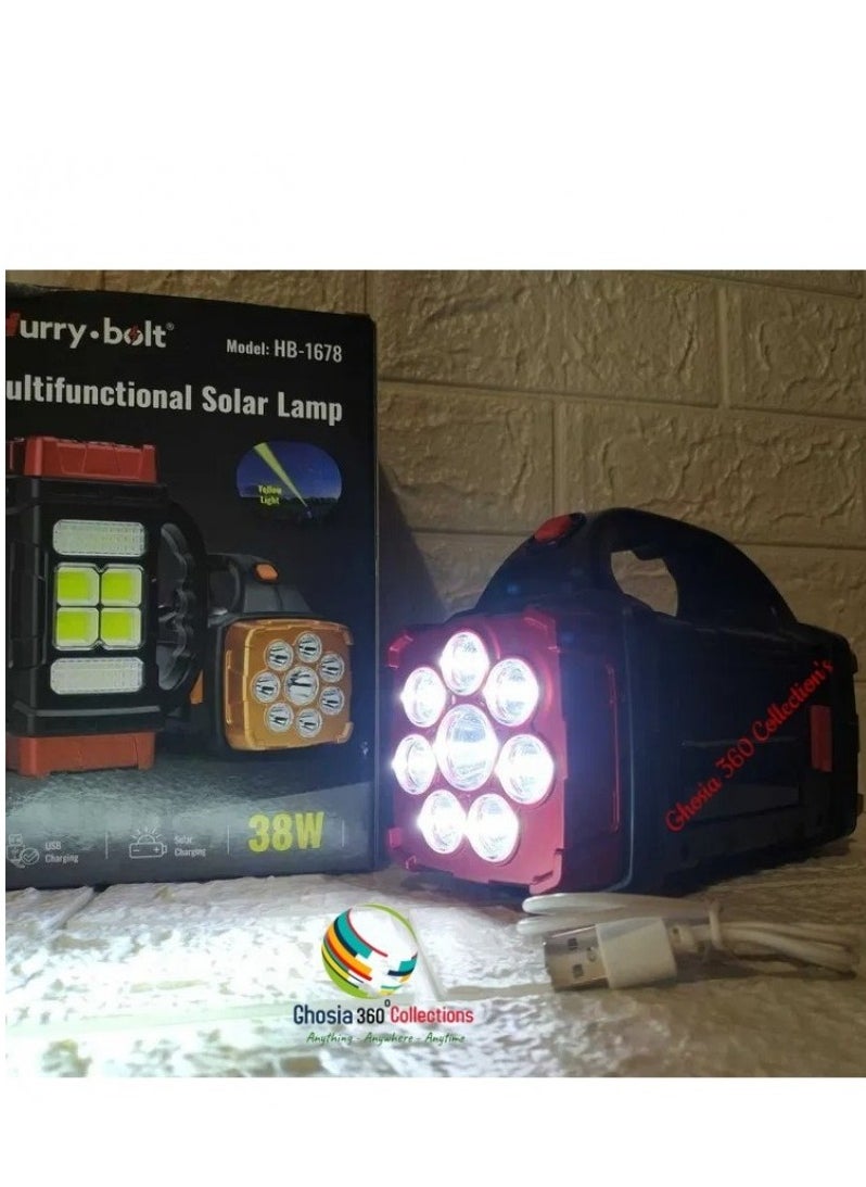 ELTRAZONE - 5 in 1 Hurry Bolt Multifunction 38W Solar Lamp Flashlight Waterproof 4 Modes Searchlight KN-478 - Image 1