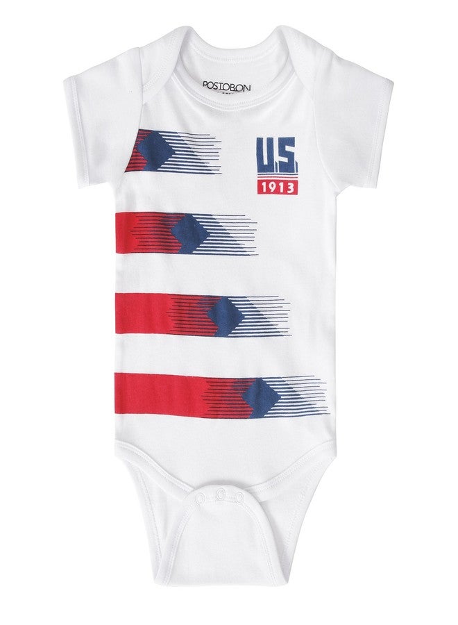Postobon Newborn Baby Girl Boy US Unique Soccer Bodysuits Onesie (white, 12-18 Months) - Image 1