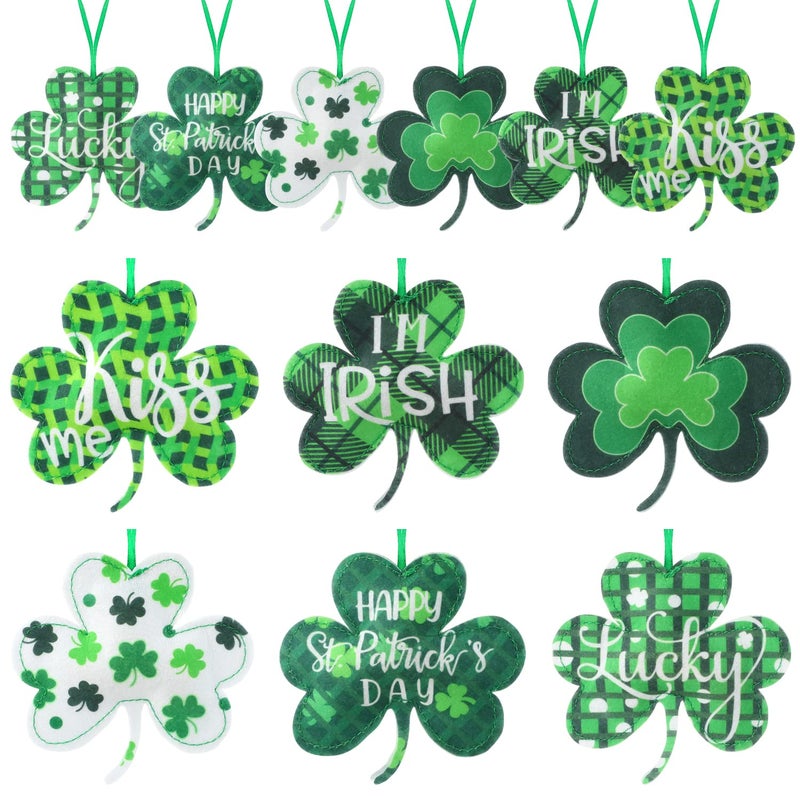 CCINEE 18Pcs St Patrick's Day Shamrocks Ornamentsï¼ŒFelt Good Luck Clover Hanging Ornament Decoration Green 3D Large Fabric Shamrock Ornaments for Tree Baubles Table Shelf Festival Home Party Supply - Image 1