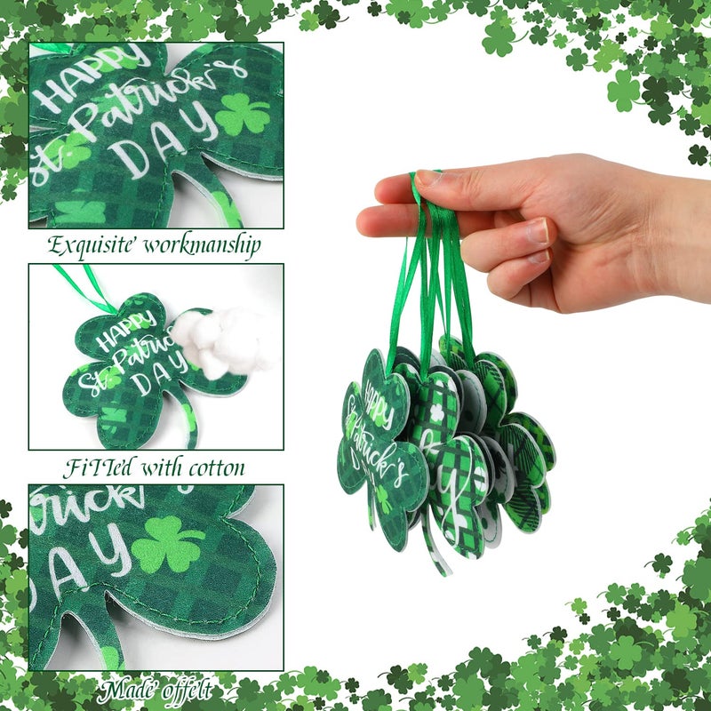 CCINEE 18Pcs St Patrick's Day Shamrocks Ornamentsï¼ŒFelt Good Luck Clover Hanging Ornament Decoration Green 3D Large Fabric Shamrock Ornaments for Tree Baubles Table Shelf Festival Home Party Supply - Image 3