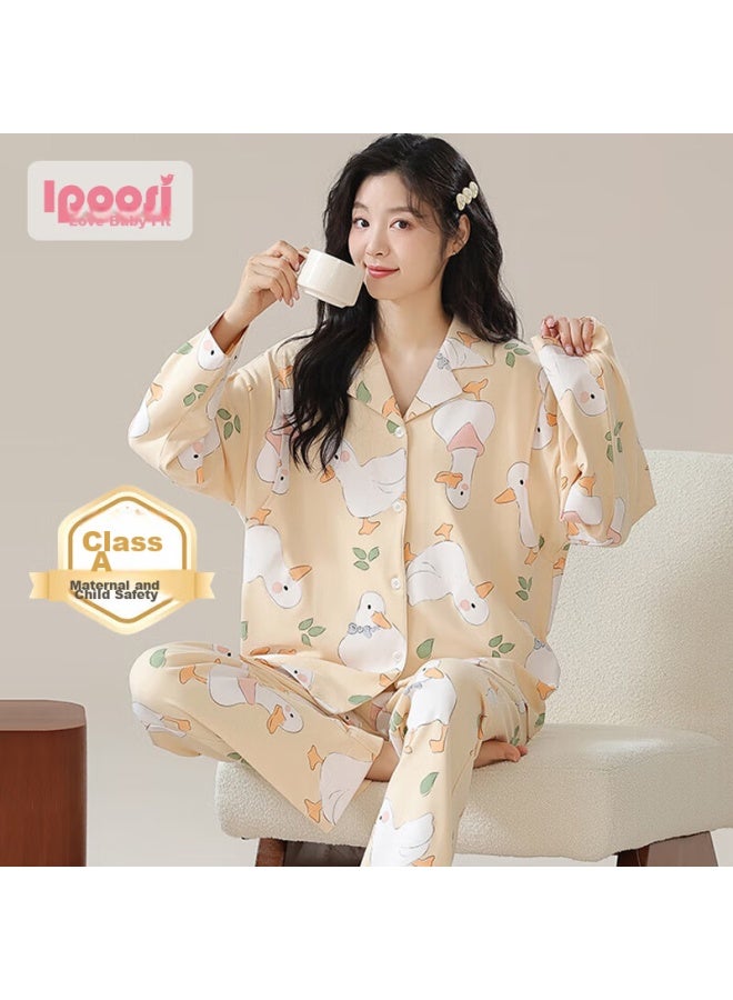 Lovebox Aibaoshi Maternity Wear, Autumn And Winter, For Pregnant Women, Nursing Clothes, Maternity Pajamas, Loungewear, Size L, Big White Goose, M406 - Image 1