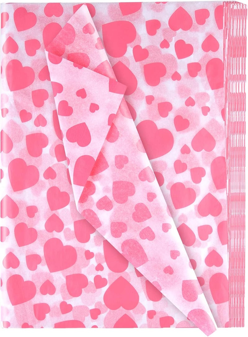 PLULON 90 Sheets Pink Heart Tissue Paper for Gift Bags, Colored Gift Wrapping Paper Tissue Bulk for Crafts Packaging Birthday Baby Shower, Wedding Holiday Flower Bachelorette Bridal Party Decorations - Image 1