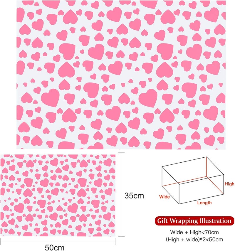 PLULON 90 Sheets Pink Heart Tissue Paper for Gift Bags, Colored Gift Wrapping Paper Tissue Bulk for Crafts Packaging Birthday Baby Shower, Wedding Holiday Flower Bachelorette Bridal Party Decorations - Image 2