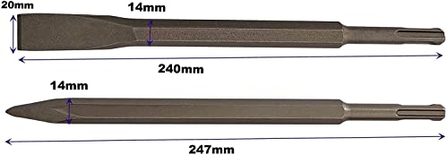 Inditrust SDS-Plus Flat Chisel & Point Bit Set Rotary Hammer Drills, 6 x 110mm 8x110 mm 10x160mm SDS Plus Masonry Twin Spiral 1/2" Drill Chuck 3-Jaw Key Chuck with SDS-Plus Adapter 1.5-13mm Capacity - Image 3