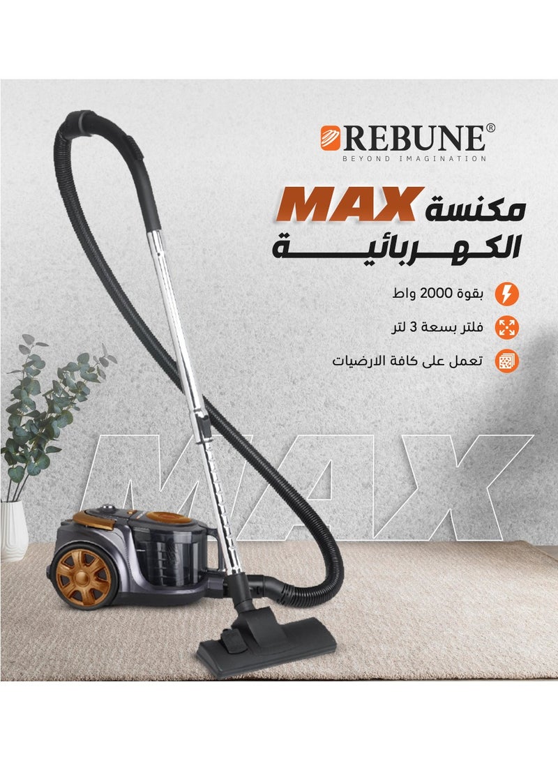 REBUNE Bagless Vacuum Cleaner, Powerful Suction, 3 L 2000 W RE-9-031 Gold - Image 5