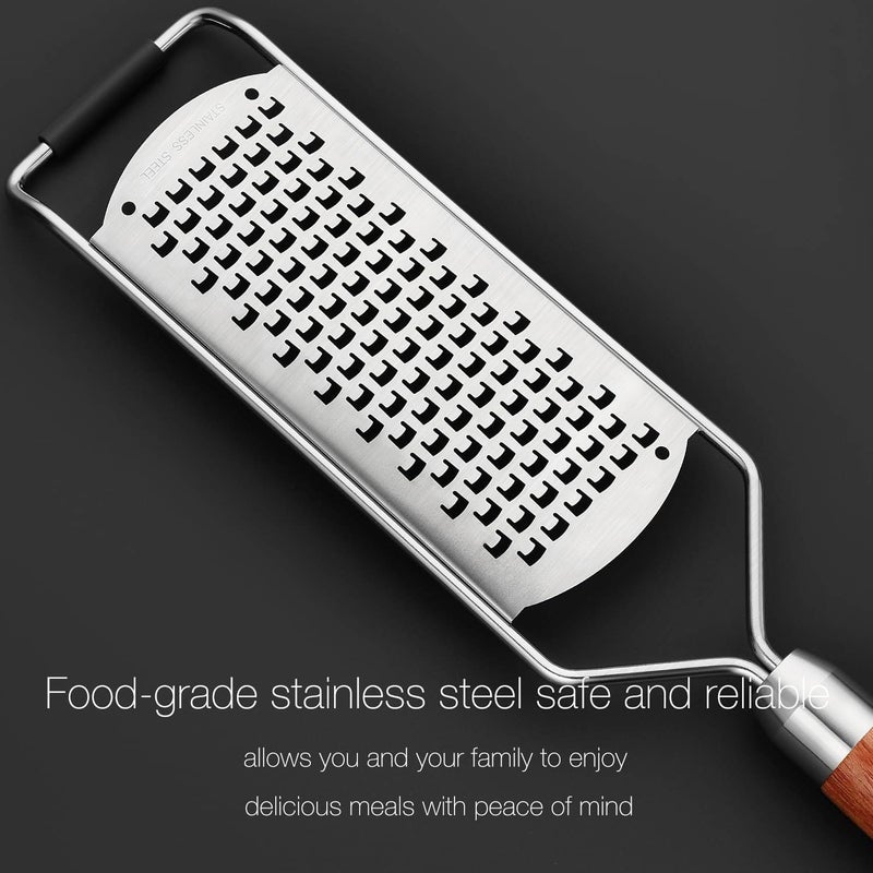 KULUNER Professional-Grade Lemon Zester with Ultra-Coarse Blades, Heavy-Duty Cheese/Vegetable Grater, Solid Wood Handle Design - Rust-Resistant Durable, Essential Kitchen Tool (A1) - Image 3