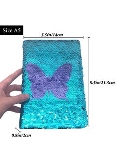 Y&D Reversible Sequin Notebook Diary, Magic Office Butterfly Notepad School Diary for Boys Girls Birthday Festival Gifts Toy  - Image 3