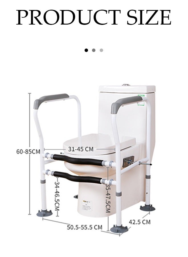 DUNISO Toilet Safety Rail, elderly toilet safety frame handle, with four big suction cups and anti slip handrails, adjustable width and height, no need for punching, suitable for any toilet  - Image 3