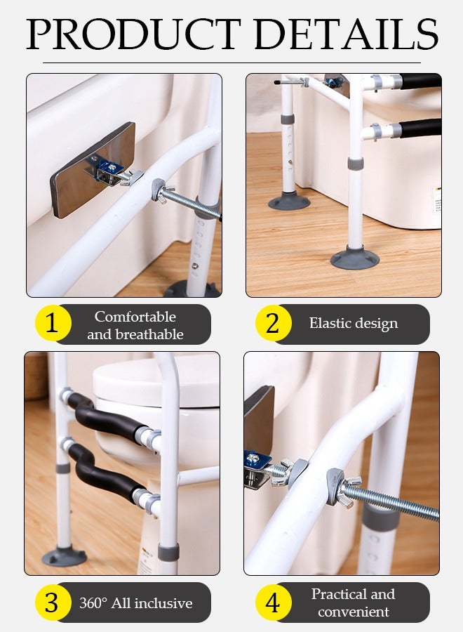 DUNISO Toilet Safety Rail, elderly toilet safety frame handle, with four big suction cups and anti slip handrails, adjustable width and height, no need for punching, suitable for any toilet  - Image 5