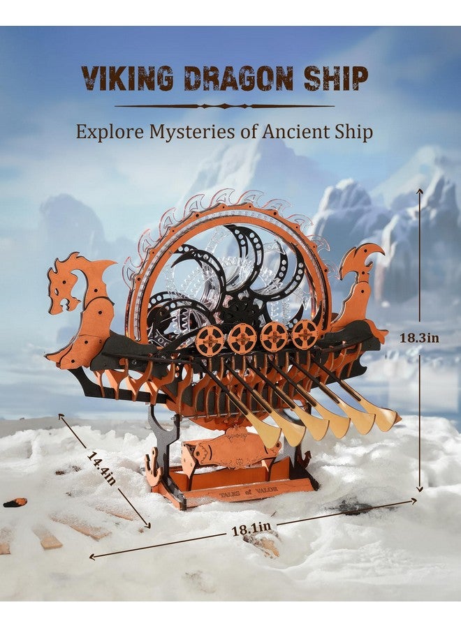 RoWood 3D Puzzles For Adults,Viking Dragon Ship Model Kit,18 Inch Diy Wooden 3D Puzzle,Assembly Time 3H,Awesome Gifts For Adults - Image 5