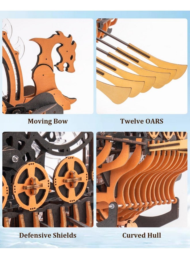 RoWood 3D Puzzles For Adults,Viking Dragon Ship Model Kit,18 Inch Diy Wooden 3D Puzzle,Assembly Time 3H,Awesome Gifts For Adults - Image 3