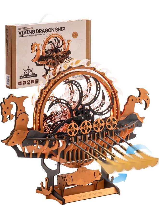 RoWood 3D Puzzles For Adults,Viking Dragon Ship Model Kit,18 Inch Diy Wooden 3D Puzzle,Assembly Time 3H,Awesome Gifts For Adults - Image 1