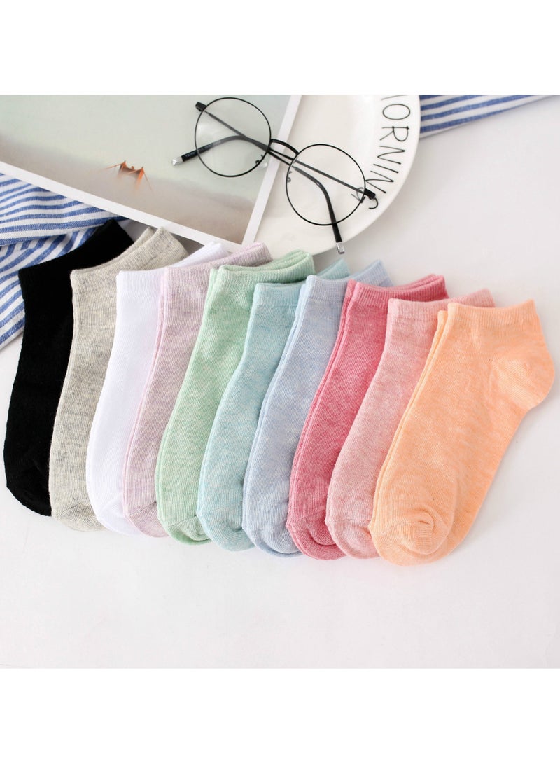 10 أزواج جوارب كاحل كاجوال قطنية مريحة متعددة - Image 1