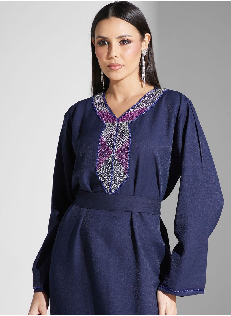hayas closet - Embellished Belted Jalabiya - Image 1