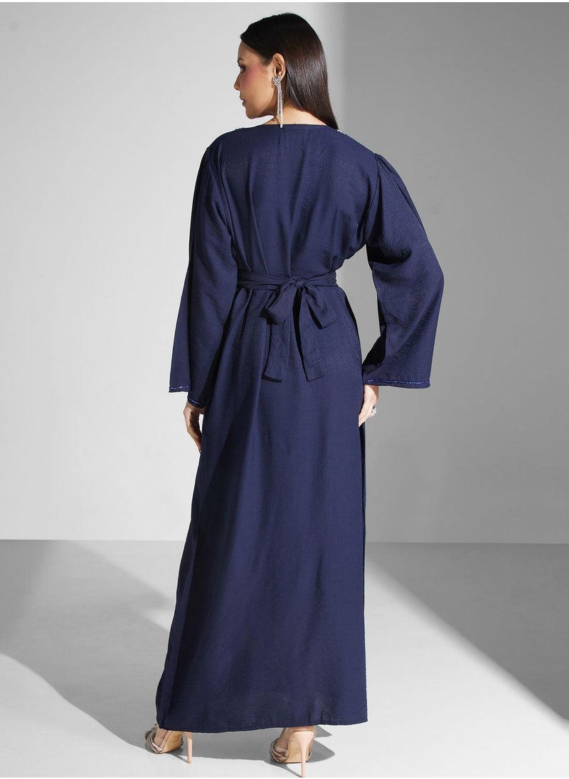 hayas closet - Embellished Belted Jalabiya - Image 1