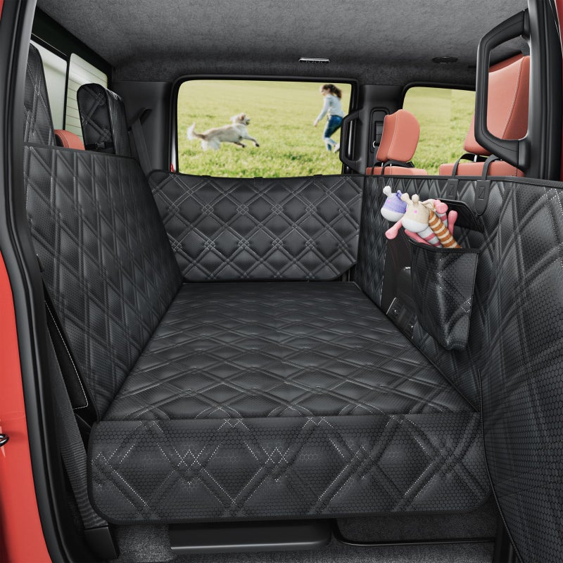 Surfcabin Truck Back Seat Extender for Dogs â€“ Waterproof Full Size Pickup Pet Seat Cover with Door Protection, Hard Bottom Holds 420 lbs Dog Hammock for F150, RAM 1500 & More - Image 1