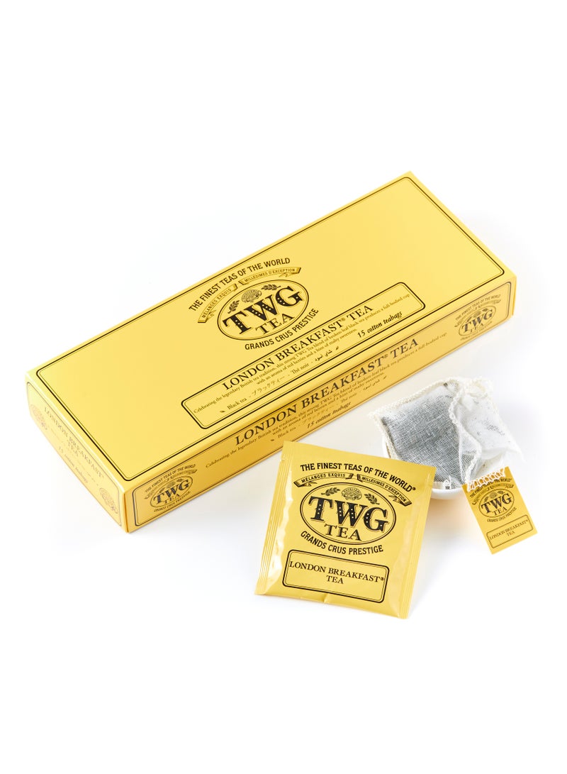 TWG Tea London Breakfast Tea | Black Tea | Cocoa Pod | 15 Hand Sewn Cotton Teabags | Gift Set - Image 1