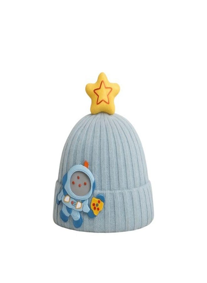FAMWRAPZ Cozy Astronaut Knitted Baby Beanie - Soft Woolen Cap for Infants, Adorable Space-Themed Design, Perfect for Keeping Little Heads Warm Ideal Gift for Newborns Light Blue - Image 1