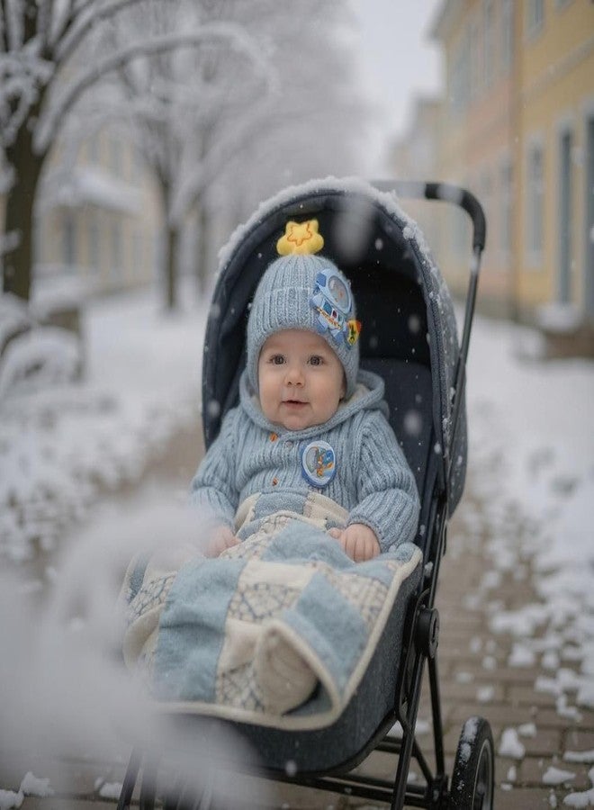 FAMWRAPZ Cozy Astronaut Knitted Baby Beanie - Soft Woolen Cap for Infants, Adorable Space-Themed Design, Perfect for Keeping Little Heads Warm Ideal Gift for Newborns Light Blue - Image 2
