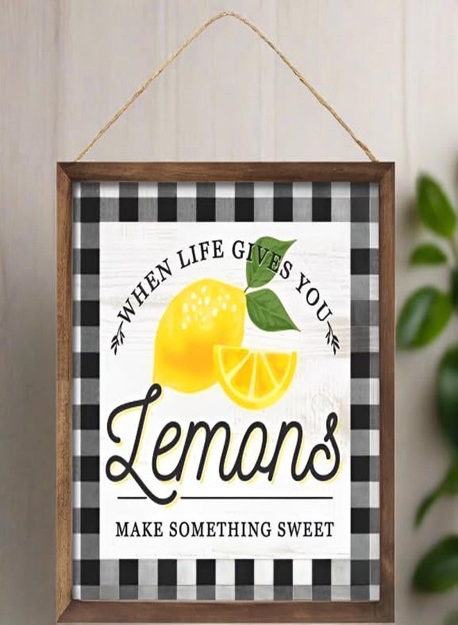 Craig Bachman Imports 10 Inch Lemon Sign Black and White Buffalo Plaid Kitchen Wall Art Summer Wreath Centerpiece Home Decor Supplies - Image 4
