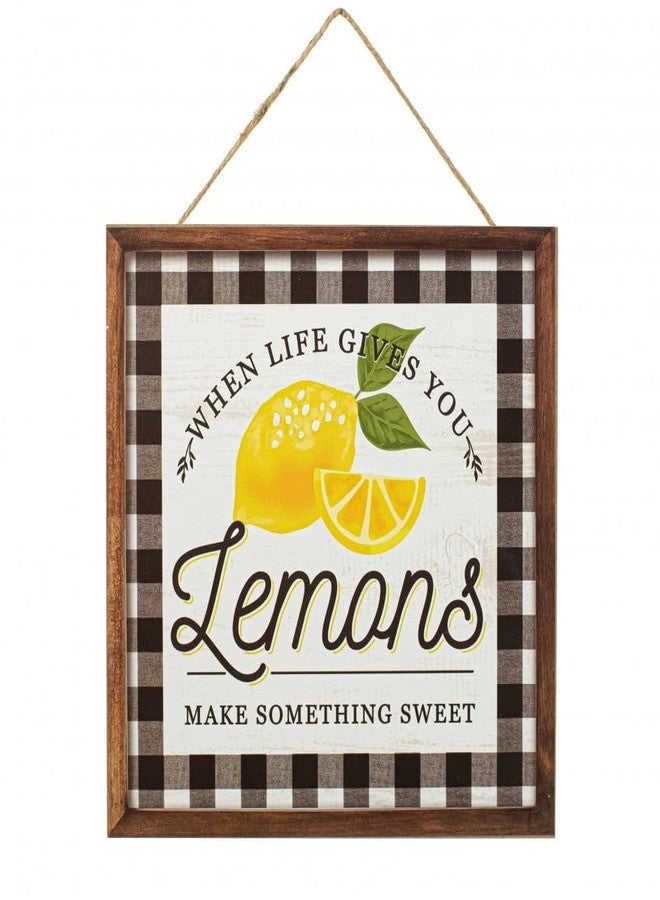 Craig Bachman Imports 10 Inch Lemon Sign Black and White Buffalo Plaid Kitchen Wall Art Summer Wreath Centerpiece Home Decor Supplies - Image 1