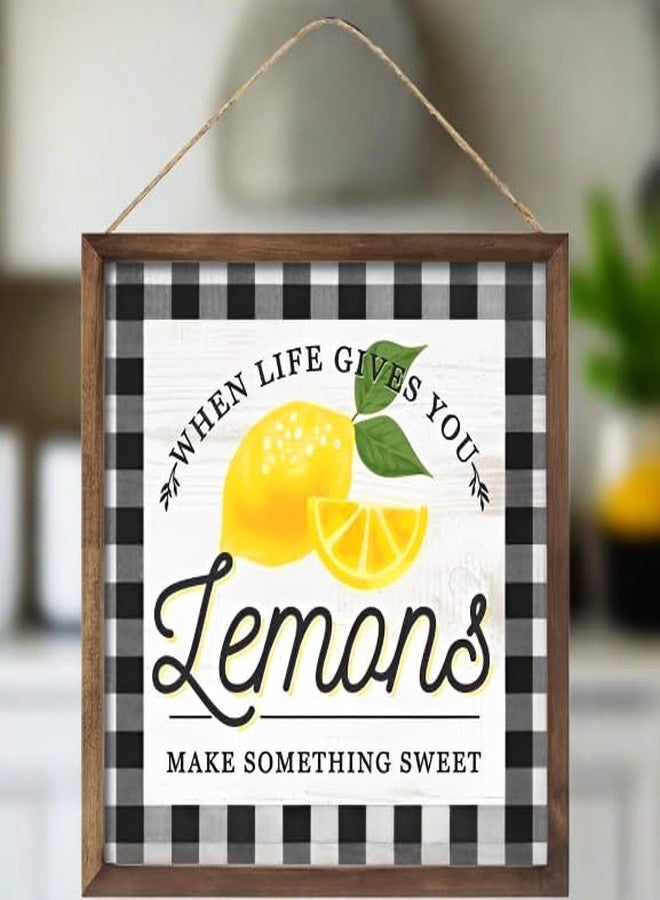 Craig Bachman Imports 10 Inch Lemon Sign Black and White Buffalo Plaid Kitchen Wall Art Summer Wreath Centerpiece Home Decor Supplies - Image 5