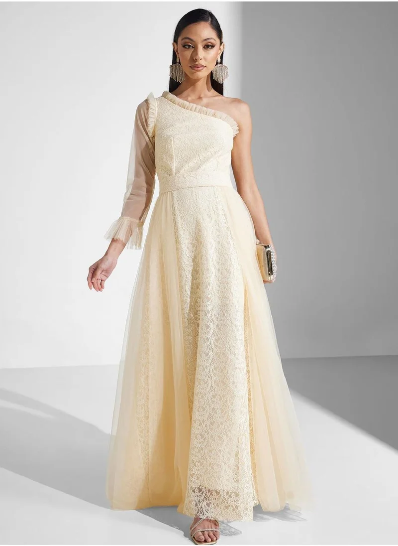 Amri One Shoulder Mesh Tiered Dress