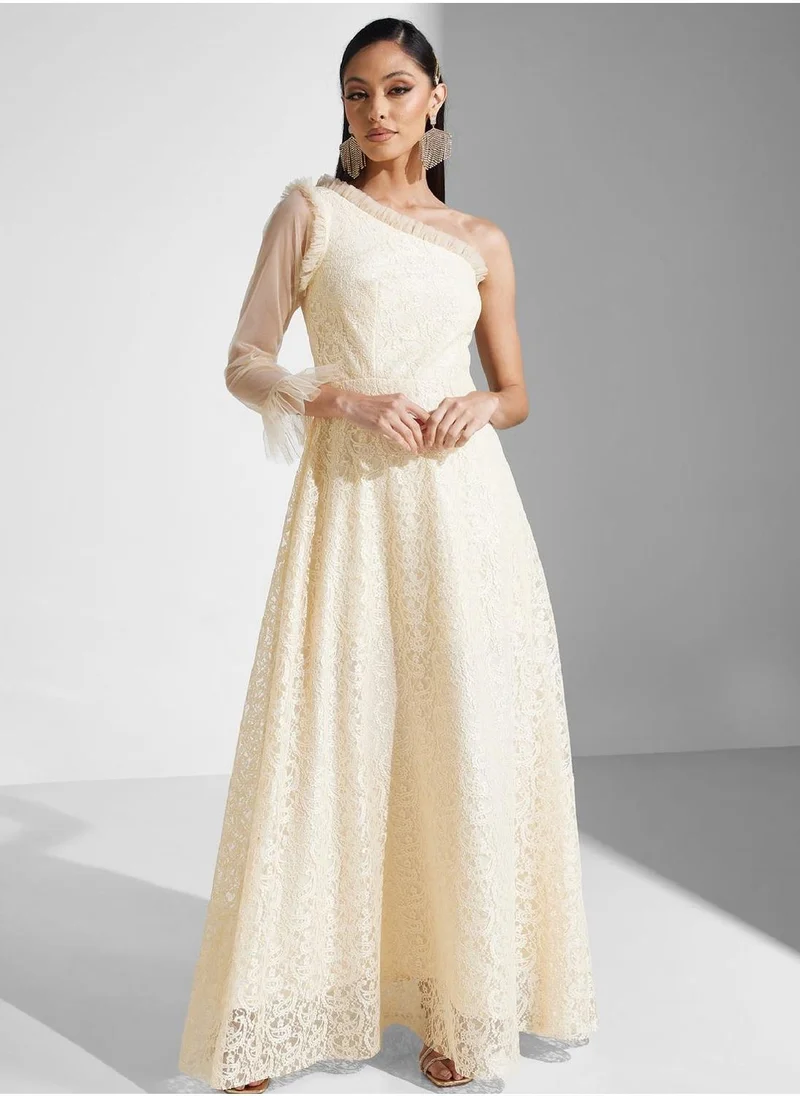 Amri One Shoulder Mesh Tiered Dress