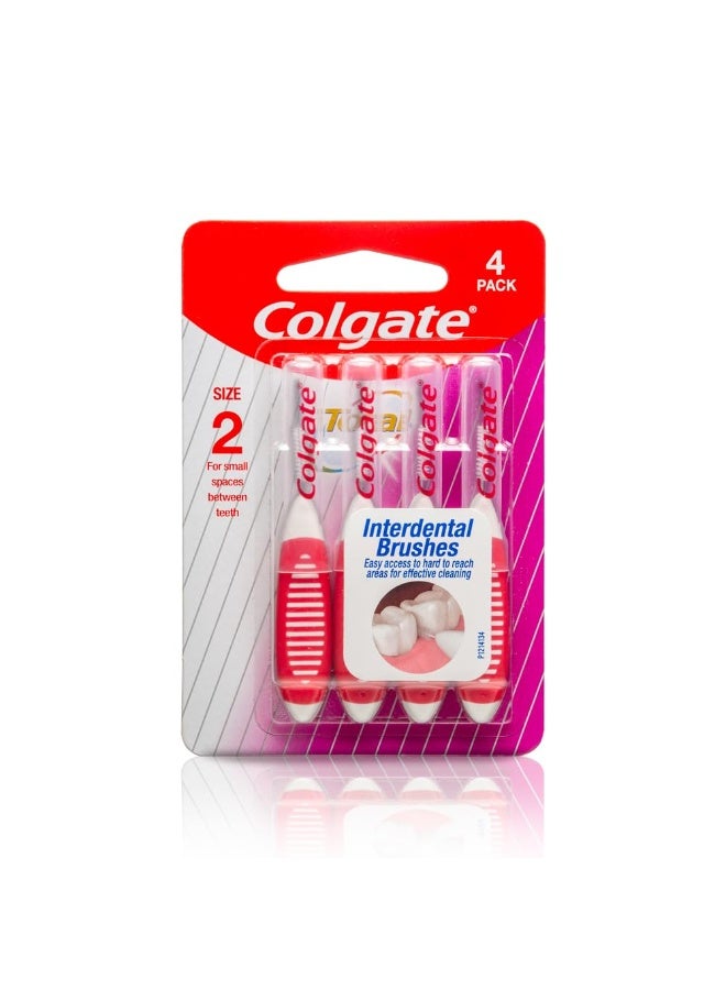 Colgate Total Interdental Manual Brush For Adult, Improved Mouth Health, Red, (Size - 2Mm For Small Spaces Between Teeth, Pack Of 4) - Image 3