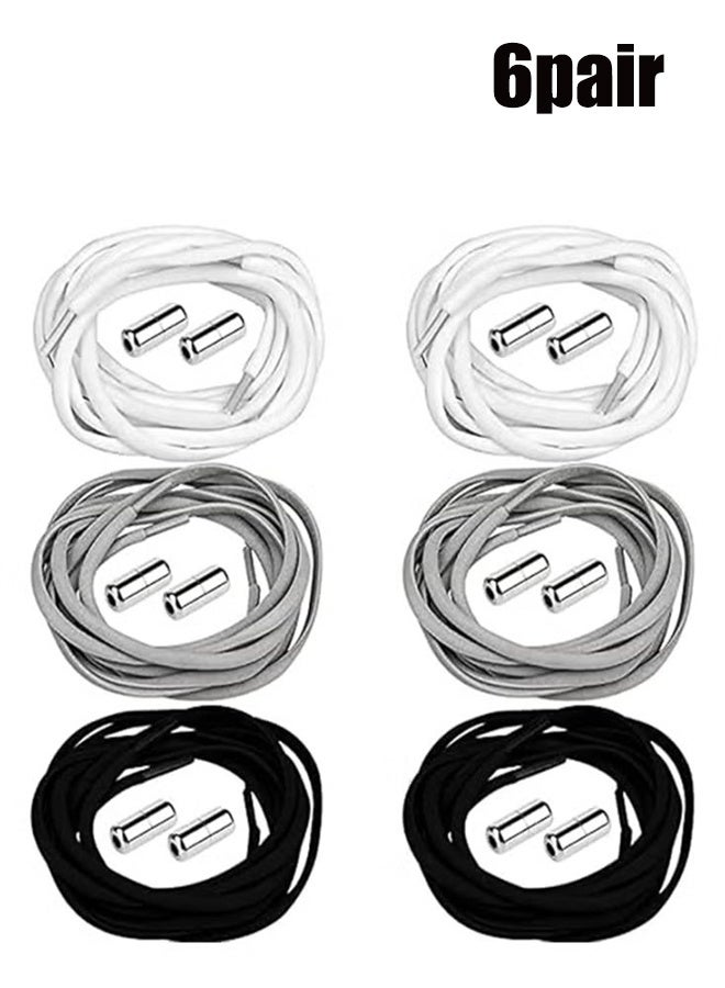 واي جيه 6 أربطة أحذية بدون ربطة عنق أربطة مطاطية لكل الأحذية أربطة أحذية مطاطية شاملة أربطة أحذية بدون مرحاض مع أحزمة معدنية للمدربين ماراثون عداء تراياثلون الأطفال - Image 1