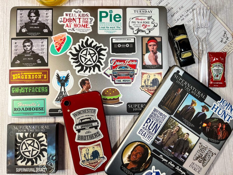 Conquest Journals Supernatural Winchester Brothers Vinyl Sticker Pack, 60 Unique Waterproof Decals, Featuring Sam, Dean, Castiel & Iconic Quotes, Includes 5 Holographic Stickers, Officially Licensed - Image 5
