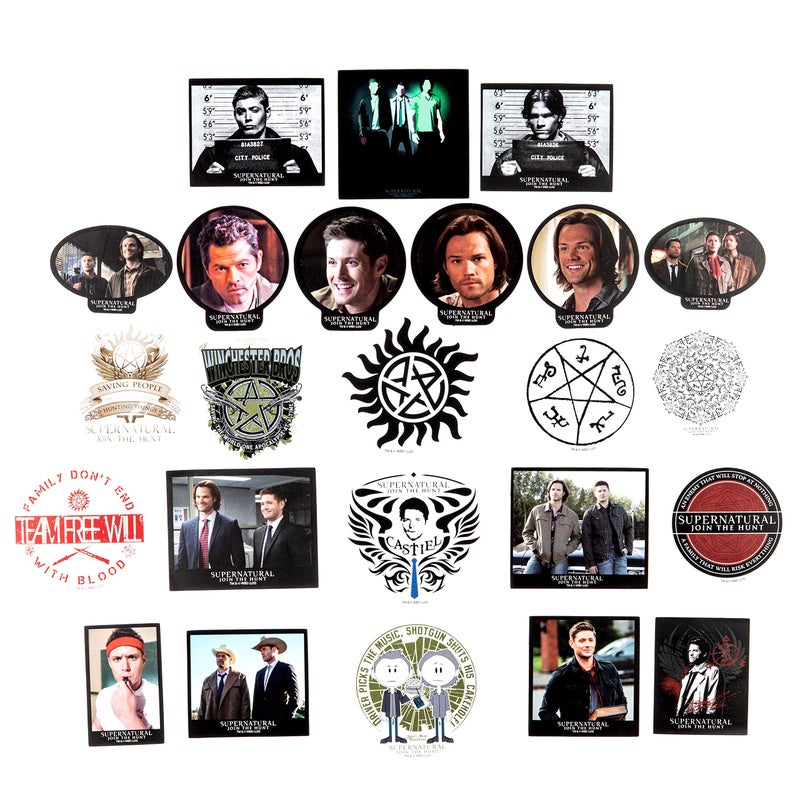 Conquest Journals Supernatural Winchester Brothers Vinyl Sticker Pack, 60 Unique Waterproof Decals, Featuring Sam, Dean, Castiel & Iconic Quotes, Includes 5 Holographic Stickers, Officially Licensed - Image 3