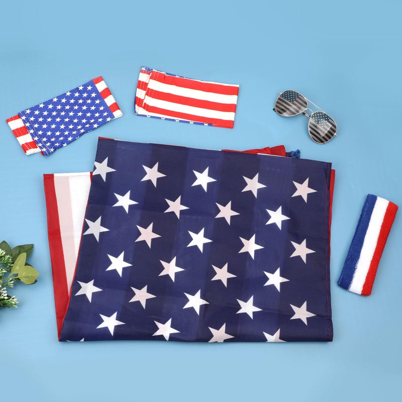 XIHIRCD 4th of July American Flag Costume Cape, American USA Sunglasses & USA Flag Headband & Sleeves for Women Men 4th of July Independence Day Accessories Fourth of July Outfit Halloween Party Supplies - Image 3