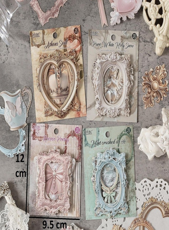 SAMVARDHAN 3D Rococo & Baroque Picture Frame Stickers, 40 Pcs Vintage Victorian Border Embellishments for Journaling, Scrapbooking, DIY Crafts & Photo Collage, Pack of 4 - Image 2