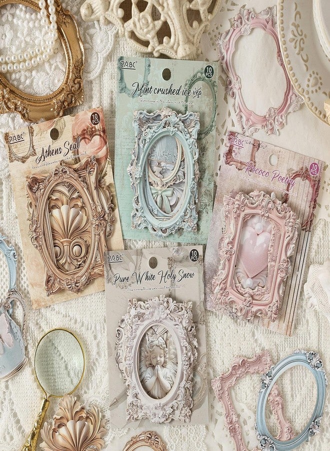 SAMVARDHAN 3D Rococo & Baroque Picture Frame Stickers, 40 Pcs Vintage Victorian Border Embellishments for Journaling, Scrapbooking, DIY Crafts & Photo Collage, Pack of 4 - Image 1