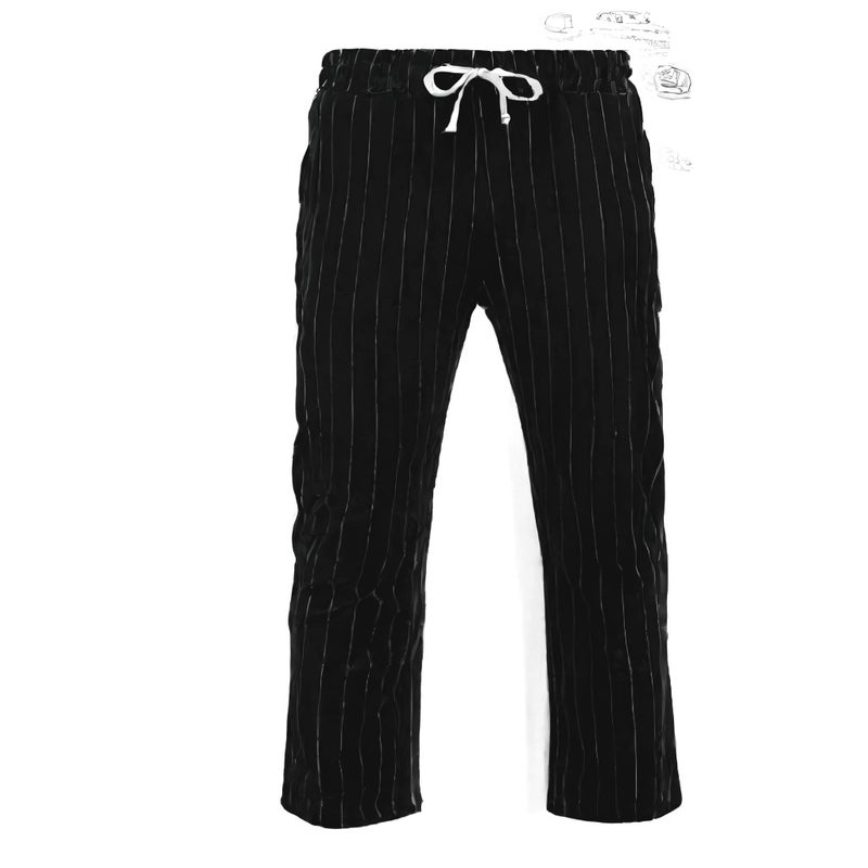 Linen Drawstring Casual Pants with Striped Pattern for Men - Image 5