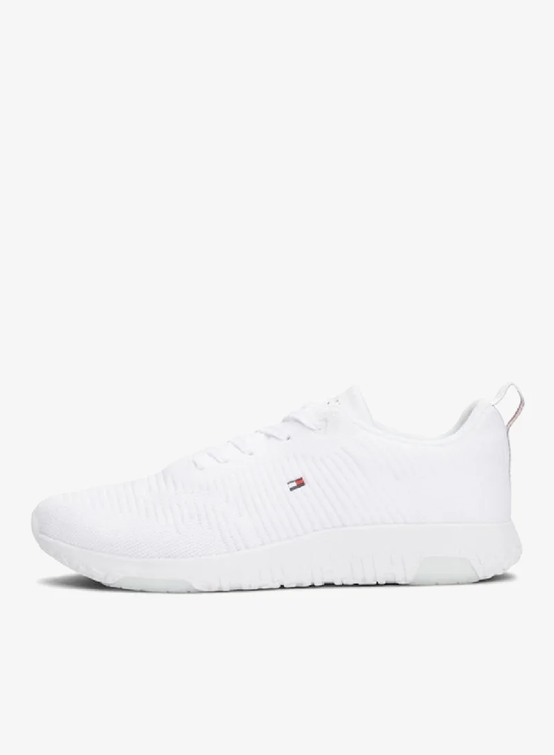 Tommy Hilfiger White Signature Knitted Sneakers for Men | Best Price UAE