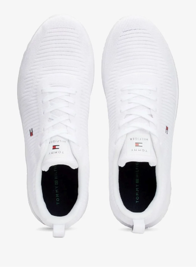 Tommy Hilfiger White Signature Knitted Sneakers for Men | Best Price UAE