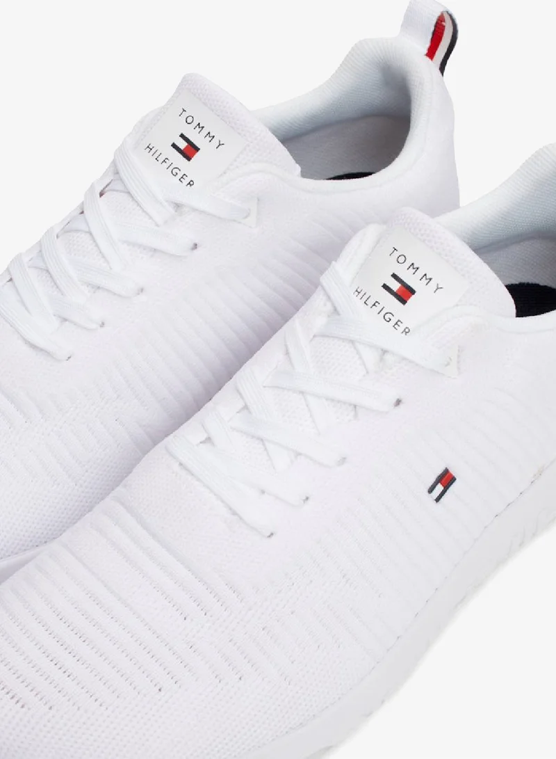 Tommy Hilfiger White Signature Knitted Sneakers for Men | Best Price UAE